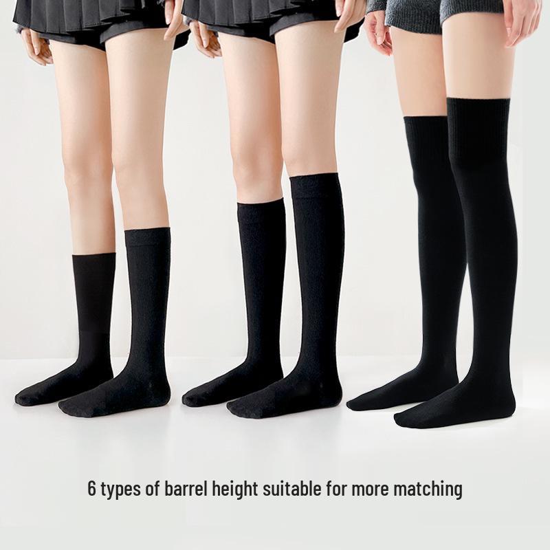 Women's Low-Pressure Over-the-Knee Compression Socks – Slimming, High-Top, Half-Length, Black, for Spring/Autumn