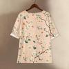 Women's Fashionable And Casual Shirt Half-sleeve Round Neck Print Blouse Top
