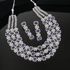 Erstaunliches Estele 3-lagiges rhodiniertes Halsketten-Set mit blauen und weißen CZ-Kristallen für Damen