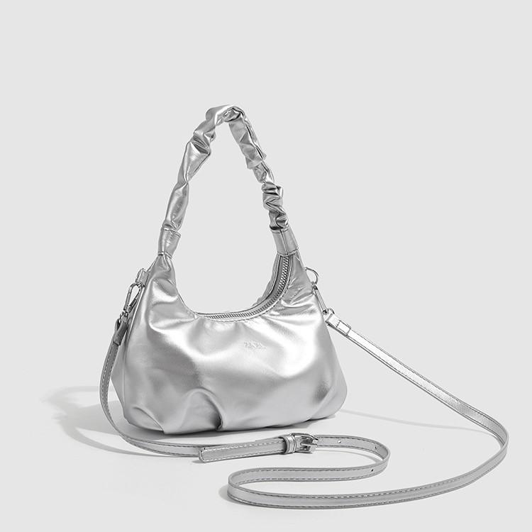 Silver Handbags Female 2025 New Special-Interest Design Crossbody Chain Bag High Sense Work Commute Small Carrying Bag