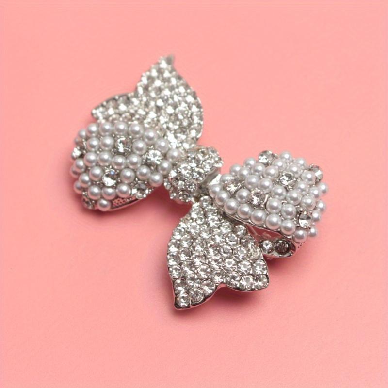 Creative Ladies Luxury Sparkly Boutique Bow Brooch Rhinestone Pearl Decorated Bow Badge Ladies Party Banquet