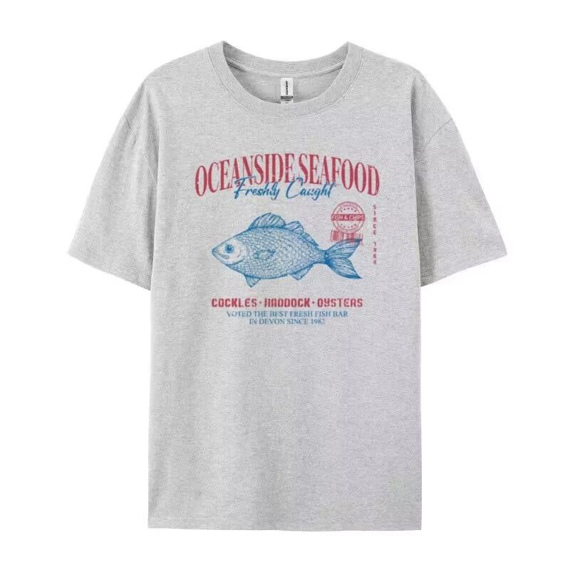 

Seafood Graphic Tee Grunge Aesthetic Streetwear T Shirts Cotton Fashion Oversized Women Vintage TShirt Retro Style Vacation Top S