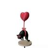 Cute Cat Figurine with Heart Balloon & Bow, Kawaii Resin Craft for Bedroom Desktop Birthday Gift for Cat Lovers