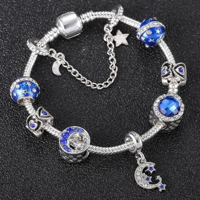 Neueste Modische Trendige Stern Mond Anhänger Leuchtende Sternenhimmel Armbänder Armreifen Damen Charme Kristall Schmuck Armbänder Schmuck Geschenk
