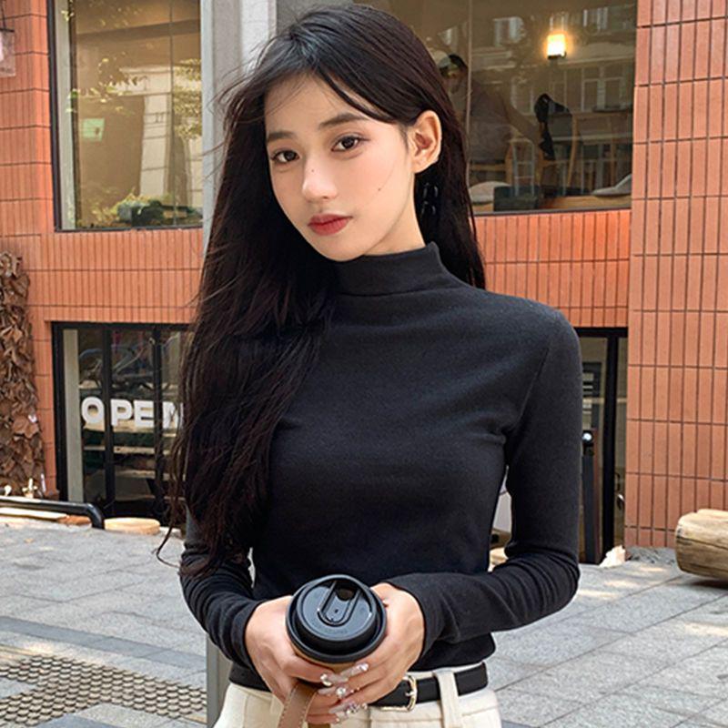 Autumn/Winter Pure Desire Spicy Girl Long-Sleeve Cropped T-shirt: Slimming, Flattering, Versatile Base Layer for Women.