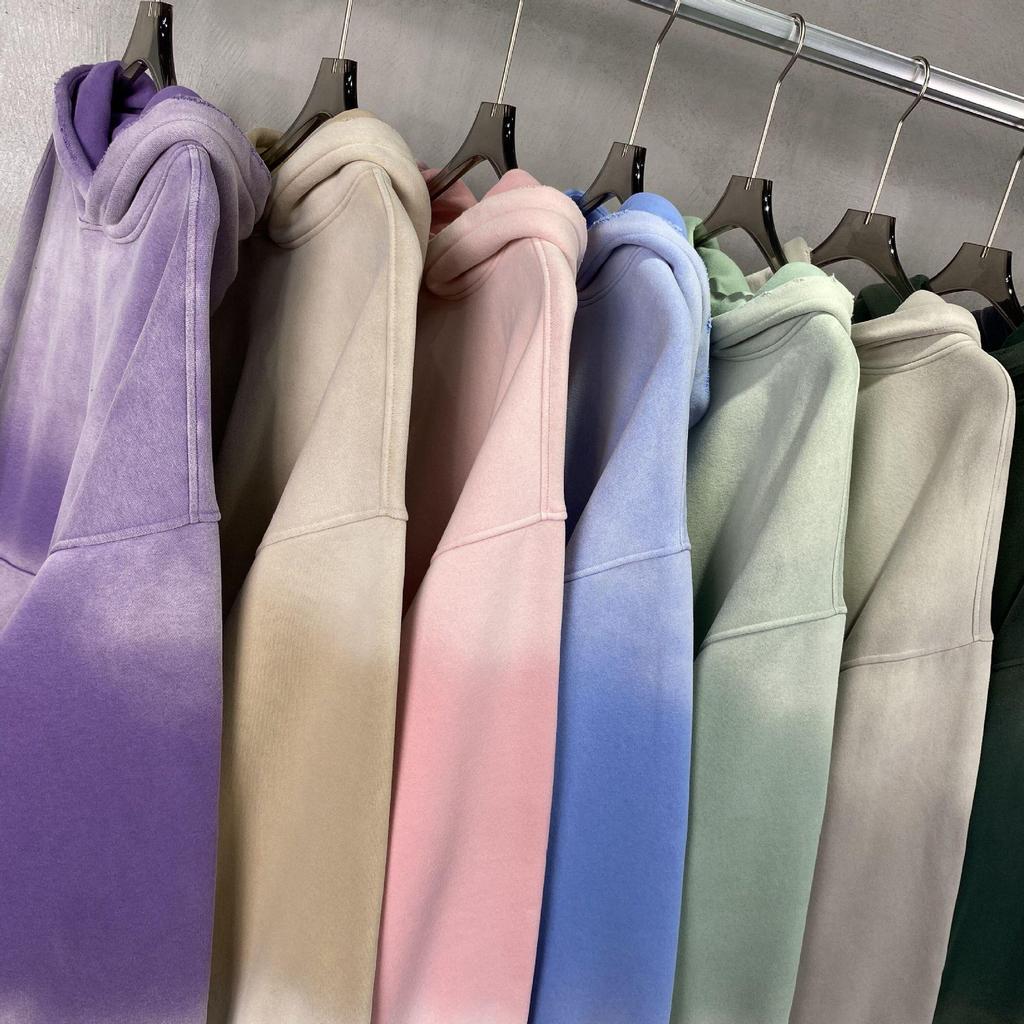 European & American High Street Distressed Fleece-Lined Hoodie for Men