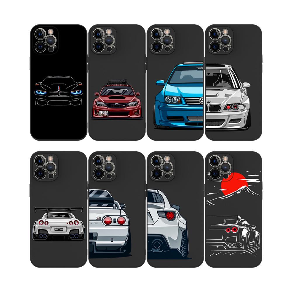 Customizable Embossed Sports Car TPU Case for Black Apple 15 Pro Max - Straight Edge Design