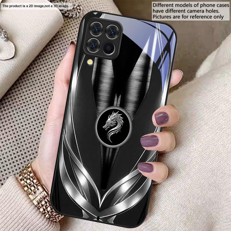 Golden dragon pattern gray For Samsung A01 02 03 Core 04 05 06 10 12 13 14 5G 15 16 M02 12 Note 8 9 10 20 glass Ultra phone case