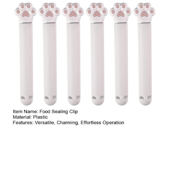 6Pcs Food Sealing Clip Thickened Anti-Slip Bag Sealer for Potato Chips Biscuits Nuts Flour Seasonings BPA-Free Kitchen Storage Snack Clips