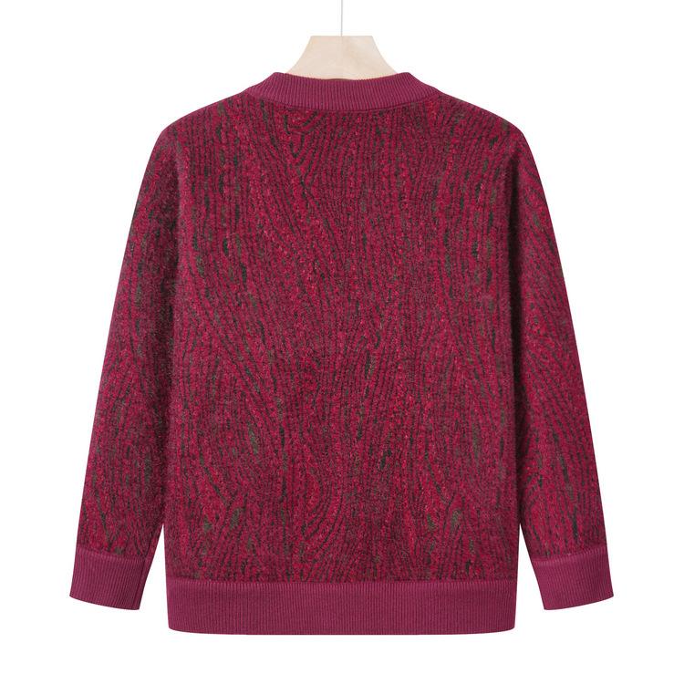 Chaqueta de Terciopelo Otoño Nuevo de la Abuela Cárdigan Grueso para Mujeres de Mediana Edad y Mayores 60 Años 70 Suéter de Punto para Madre