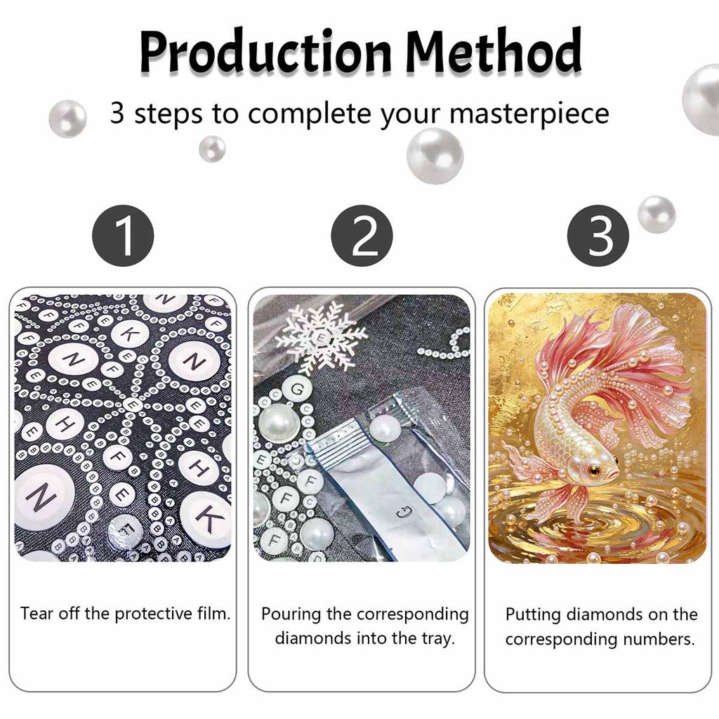 Animal Series Betta Fish Pearl Painting Diy Handmade 5D Highvalue Hanging Living Room Decoration Painting