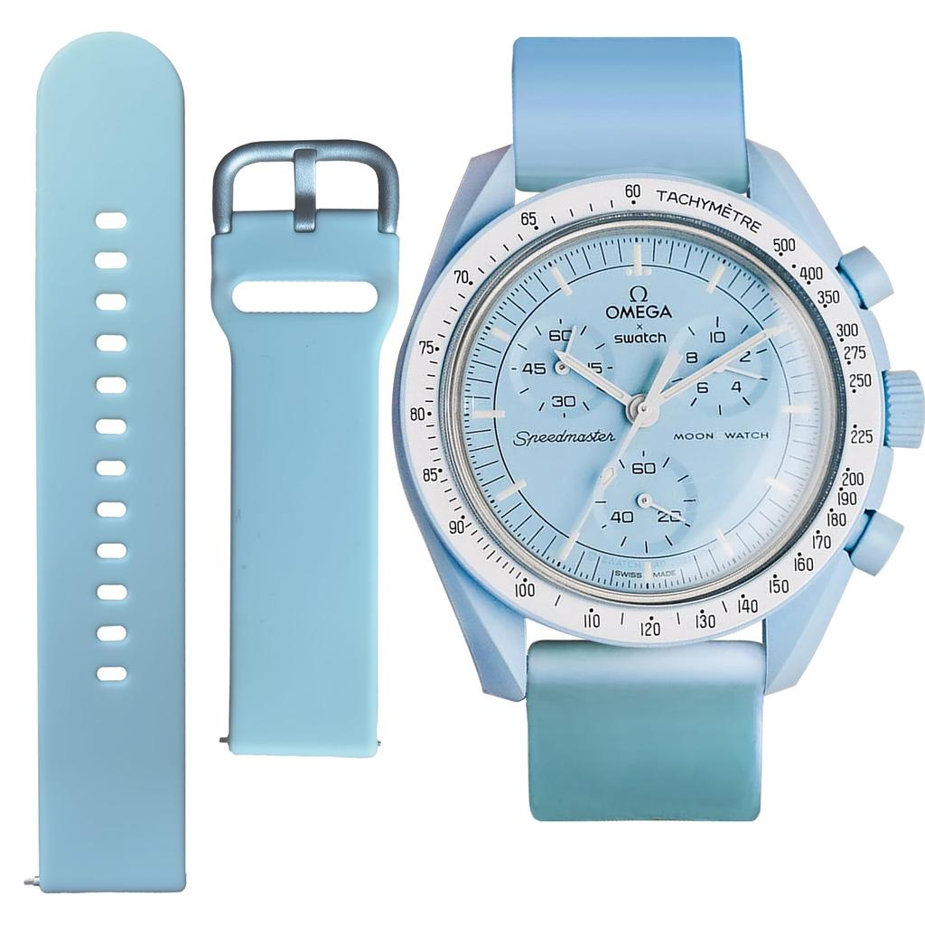 Ocdin 20mm Watch Band for Omega and Moon Easy Replacement Silicone Strap for Men and Women X, Swatch, Speedmaster, Swatch, (Uranus)
