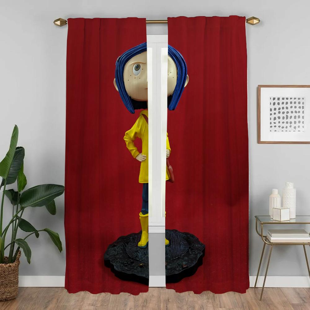 Partition Coralines Blackout Curtain for Room 2 Panel Anti-mosquito Curtains for Camera Shades Halloween Decoration Living Child