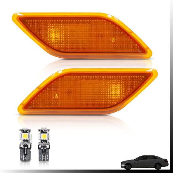 NJSBYL Amber Yellow Lens Front Bumper Side Marker Lights Lamp Housing for 2010-2013 Mercedes-Benz W212 E-Class Pre-LCI E350 E550 E63 AMG Sedan/Wagon
