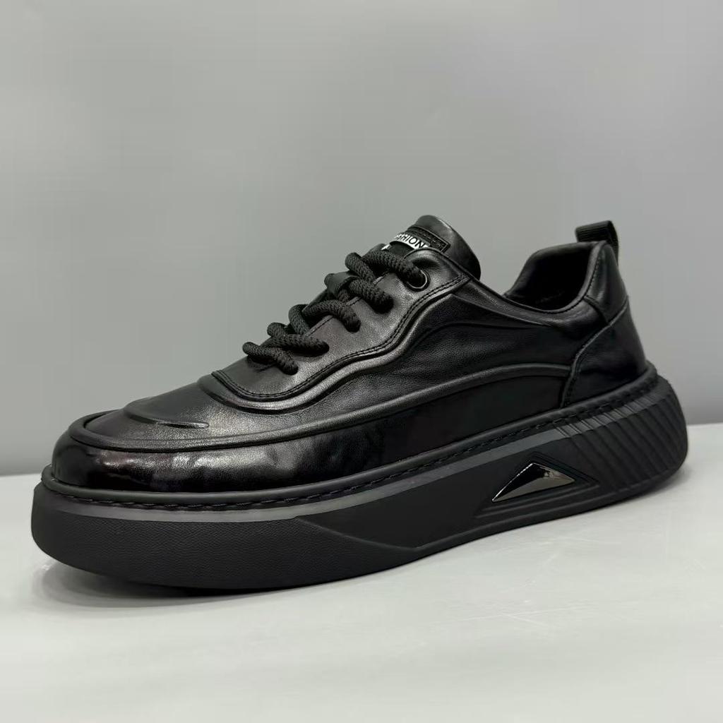 2025 Herren Casual Echtlederschuhe: Jugendlicher Britischer Stil, Sportlicher Business-Look, Weiche Dicke Sohle