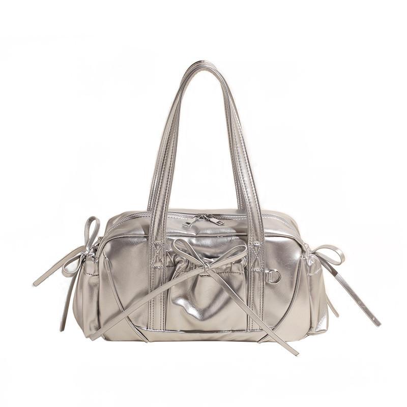 Ielgy Korean Version Trendy Hot Girl Style Pleated Bowknot Underarm Bag Fashion One-Shoulder Tote Bag
