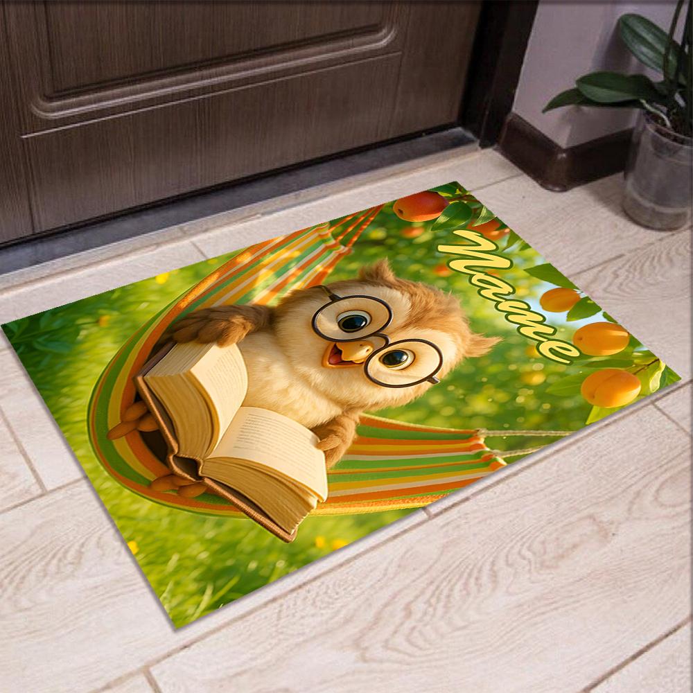 Custom Name Owl Printed Carpet,Rug for Office Chair Living Room Bedroom Kitchen Room Decor Gifts.