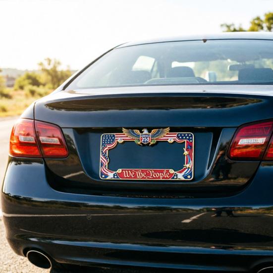 250th Anniversary Commemorative License Plate Frame, 1776-2026 Patriotic American Car Plate Frame, Universal License Plate Holder for Cars, Trucks,