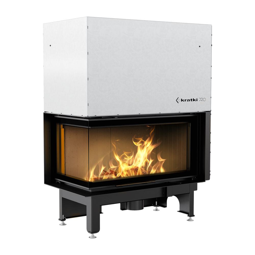 Steel fireplace KRATKI NADIA left 14 kW Ø 200 Lift up black thermotec
