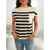 Summer New Women's Round Neck Top Thick Stitch Casual Striped Sweater