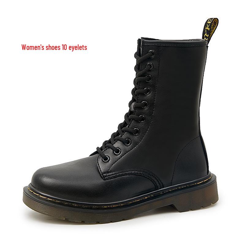2025 Trendy British Style Genuine Leather Martin Boots for Women & Men: Retro Versatile Mid-Calf & Ankle Motorcycle Boots