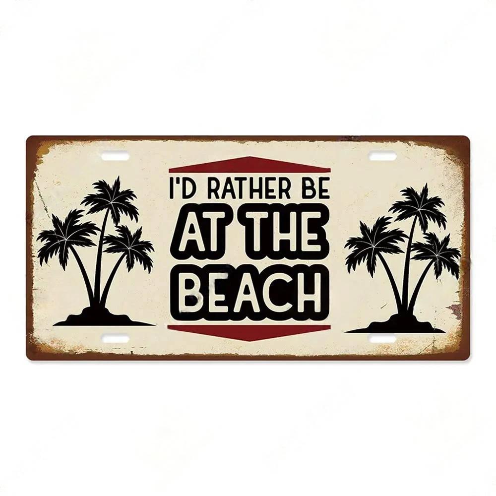 Summer Beach Retro Tin Sign Licenses Plate Plaque Metal Vintage Poster for Pub Bar Surf