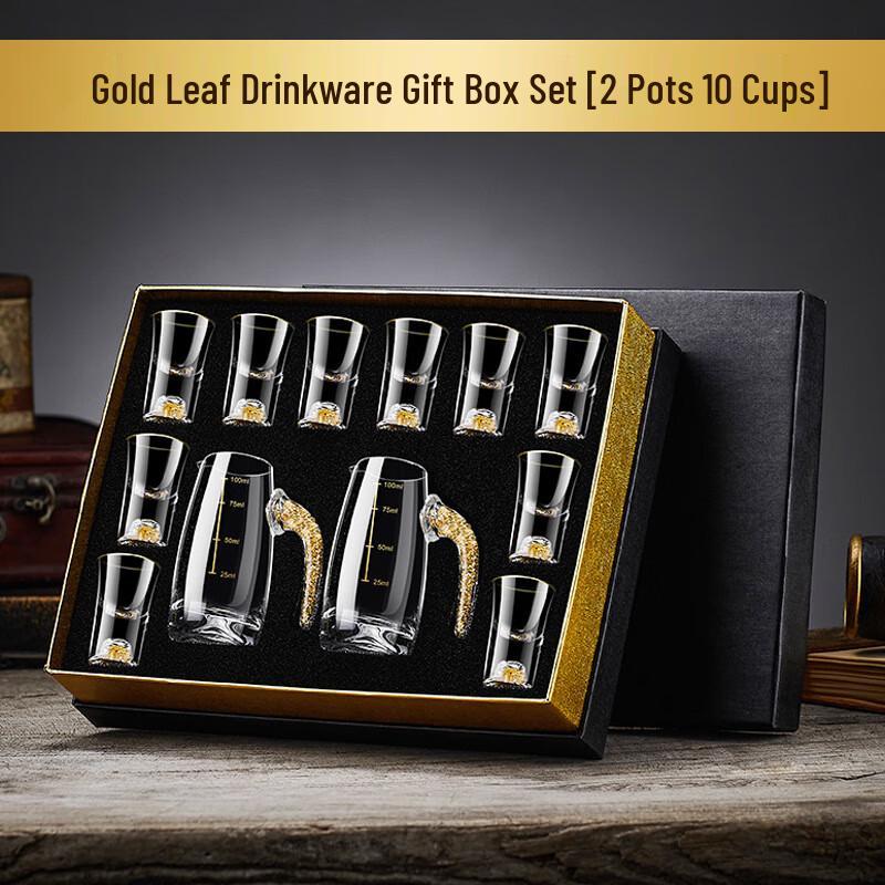 OIMG Gold Leaf Chinese Baijiu Glassware Gift Set