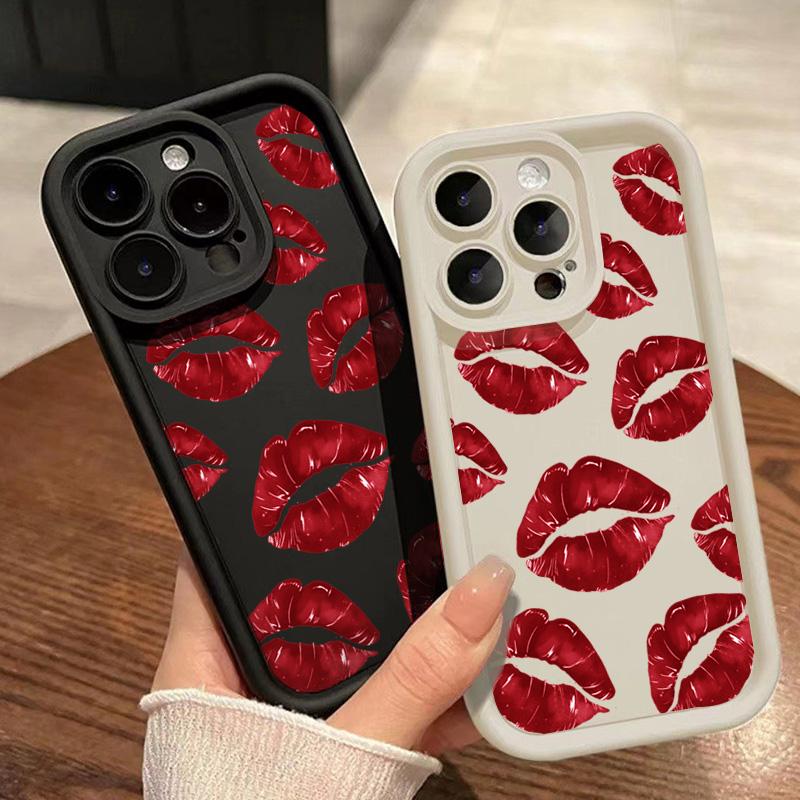 Soft Phone Case For Samsung Galaxy A16 A26 A36 A56 A55 A54 A53 S25 Ultra S24 FE S23 Plus S22 With Burning Red Lips Design Cover