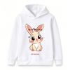 Cute Cartoon Bunny with Little White Flowers Print Kids Hoodie, Casual Soft Pullover Sweatshirt for Boys Girls, Cozy Long Sleeve Tops for Daily Outdoo