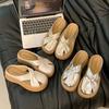 Thick-bottomed bag head half slippers for women's outer wear 2025 summer new versatile skirt French soft-bottomed beach cool slippers