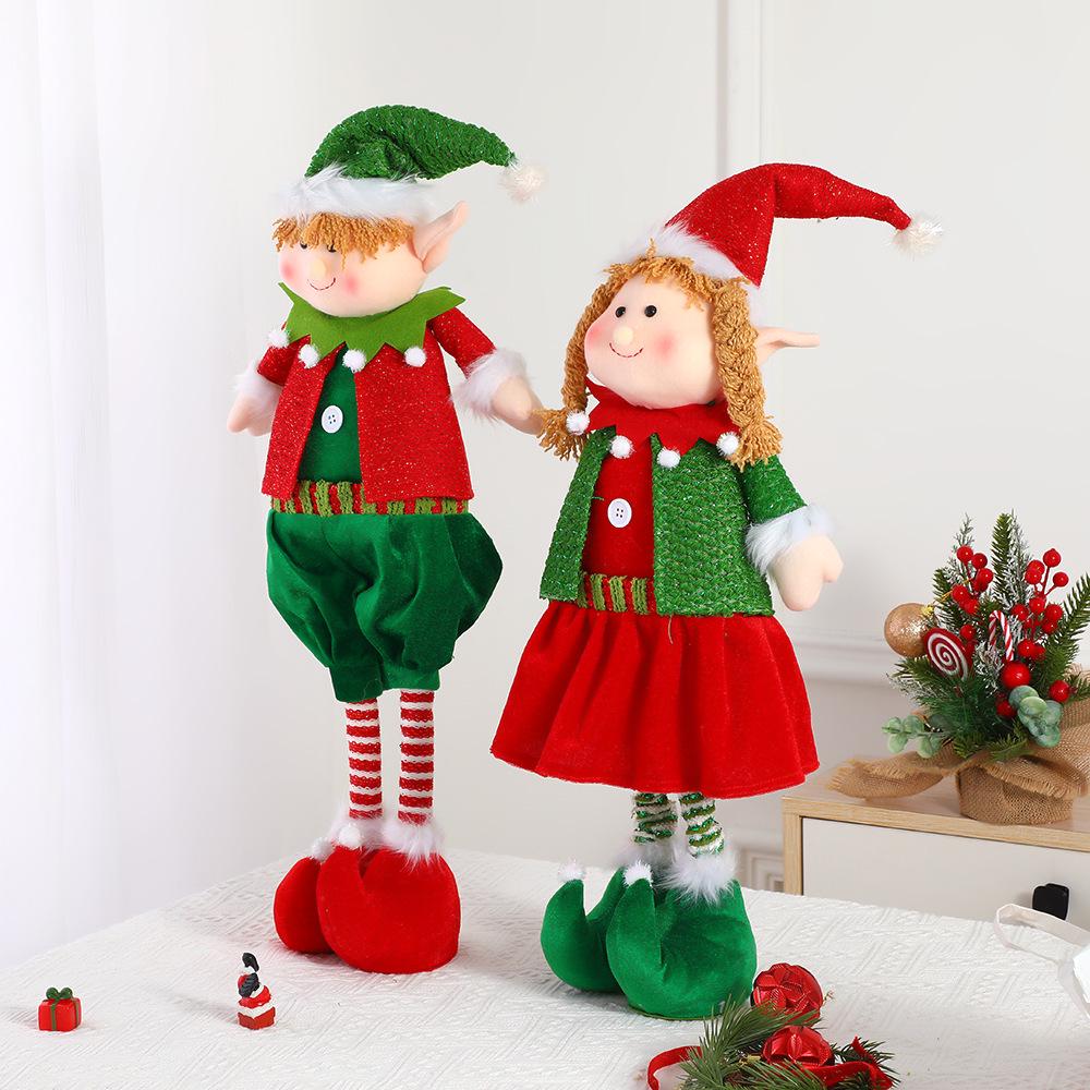 Elf Christmas Ornament Doll - Cute Cloth Art Desktop Decoration for Holiday Display