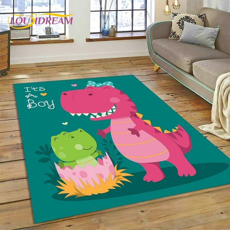 3D Cute Dino Cartoon Dinosaur Space Carpet Rug for Bedroom Living Room Home Sofa Decoration,Children Game Large Decor Floor Mat