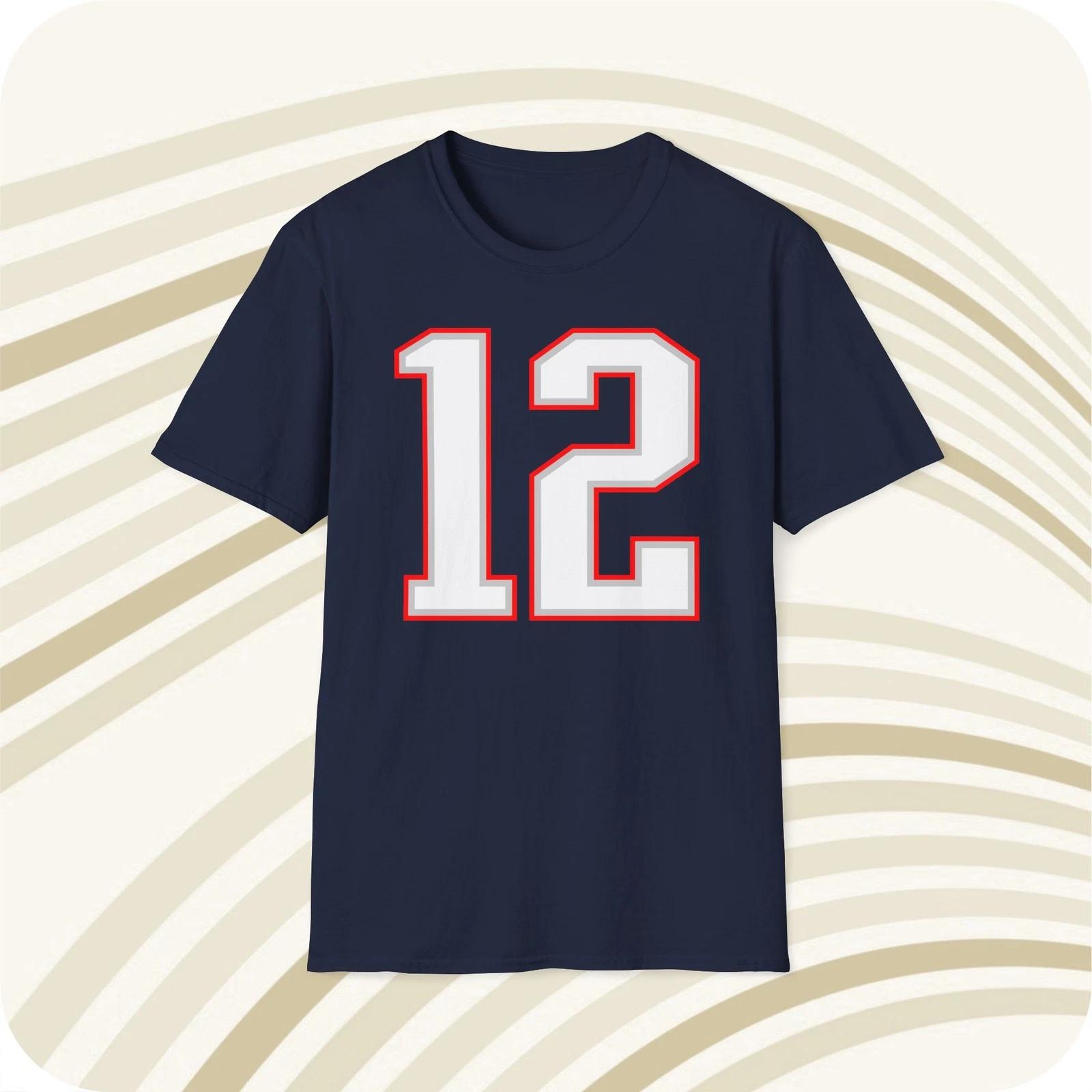 Men s and Women s T-shirts Tom Brady New England Patriots #12 NFL Jersey T-Shirt - Front & Back Print XXL