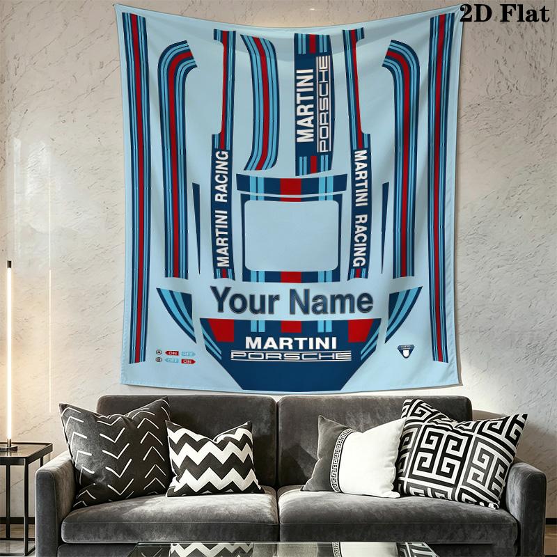 Martini Racing Custom Name Wall Tapestry Aesthetic Wall Hanging Printed Fabric Blanket Decorative Tapestries for Bedroom Living Room Home Decor