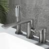 Brushed Gold Bathroom Widespread Basin Faucets Soild Brass Sink Mixer Hot & Cold Lavatory Crane Vessel 3 Holes With Spray Black