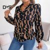Dámská košile se zapínáním na knoflíky Ležérní Dlouhý rukáv Klopa Top Volný Potištěný streetwear Oblečení na pracovní párty Dovolená Cestování