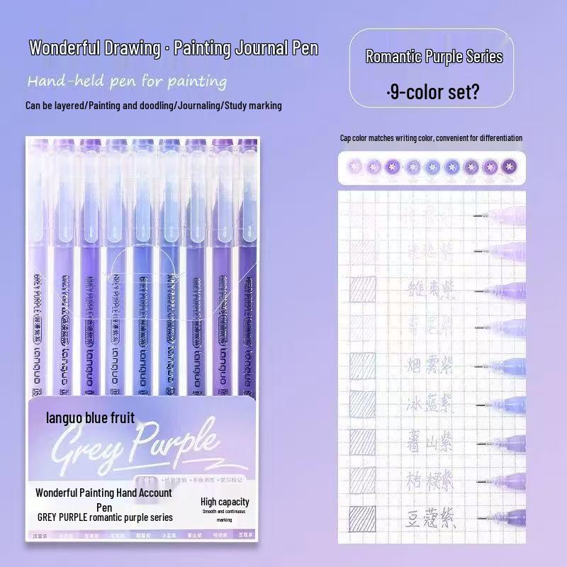 Morandi Color Large Capacity Blue Fruit Journal Pen - Colored Neutral Pen for Note-Taking and Highlighting