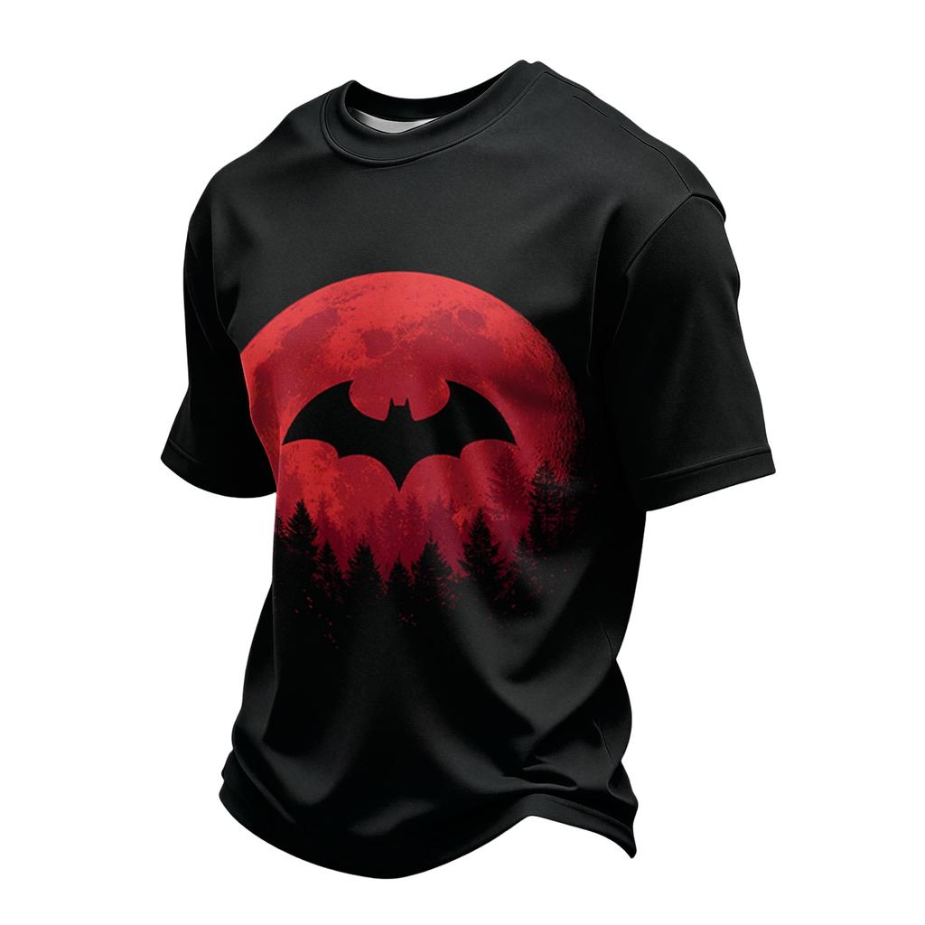 Men Casual Crew Neck Lightweight Breathable Short Sleeve Top with Halloween Themed Printed Graphic for Daily Wear