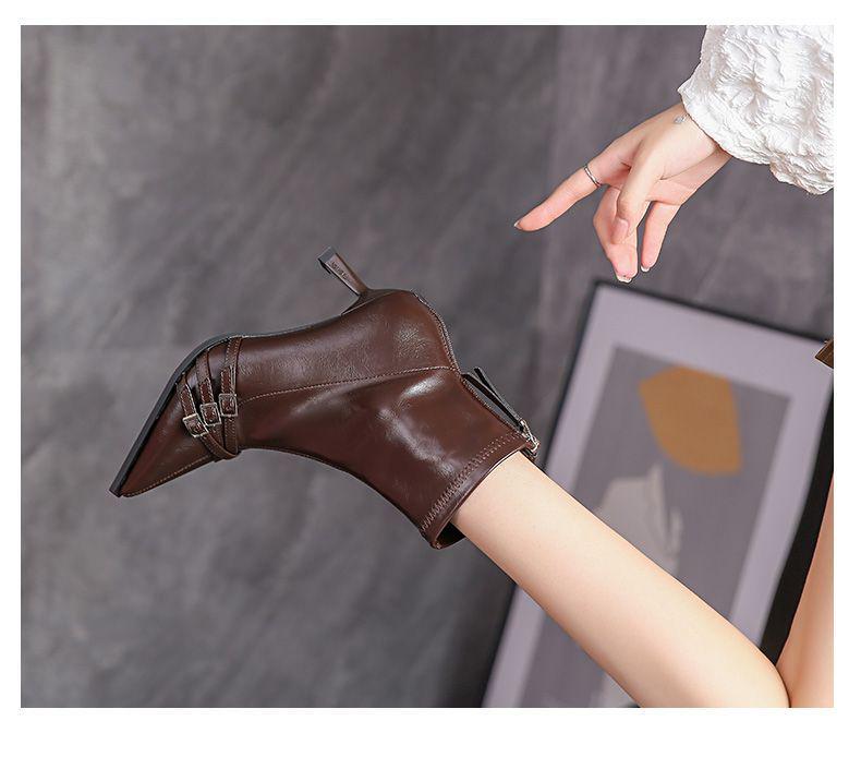 Women's Pointed Toe Stiletto Ankle Boots: Autumn/Winter 2025 - Zipper, Elastic, Versatile, High Heel, Short Tube Design.