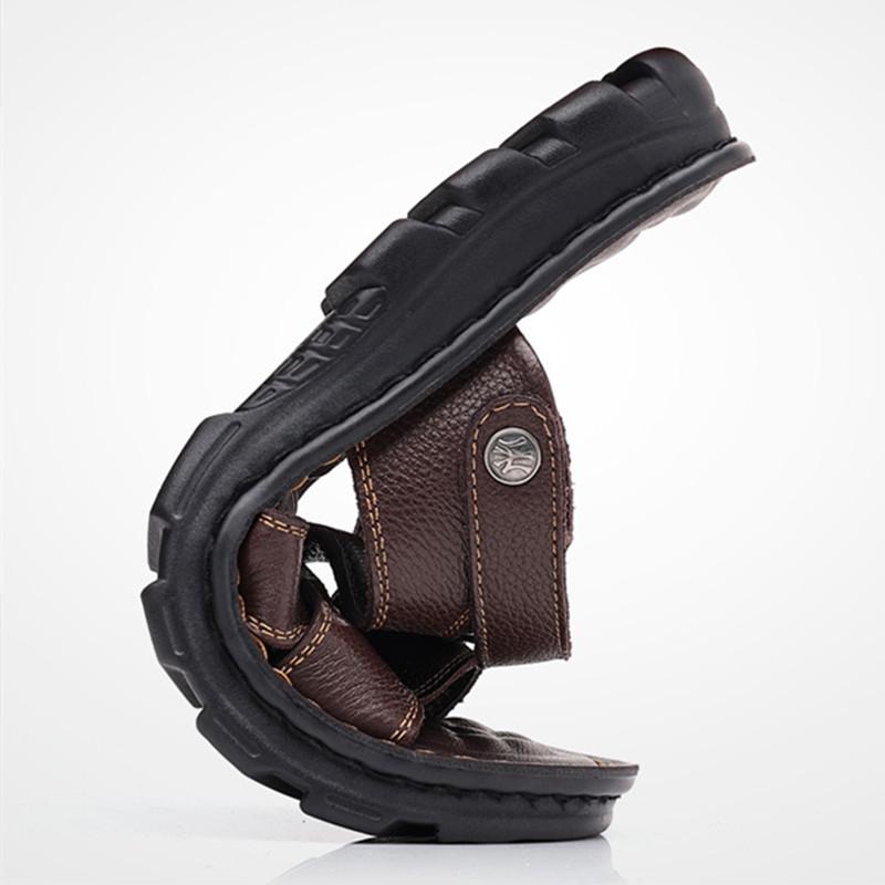 Fashion Fashion Comfortable Men's Sandals Solid Color Open Toe Mens Leather Sandals 2024 New Slippers Beach for Male Leather Footwear