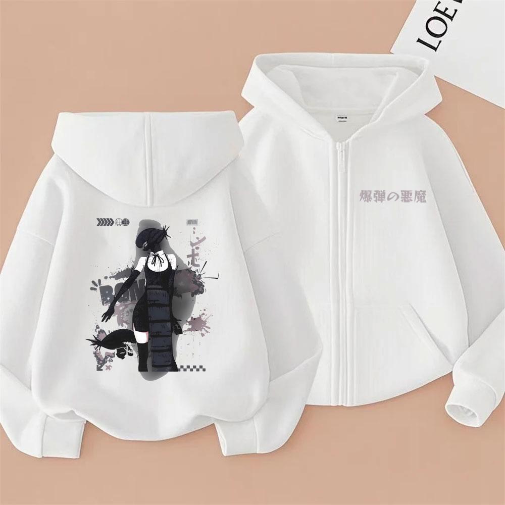 Anime Chainsaw Man Print Zipper Hoodie Reze Cartoon Graphic Hoodies Men Women Fashion Clothing Casual Oversized Zip Up Jakcet