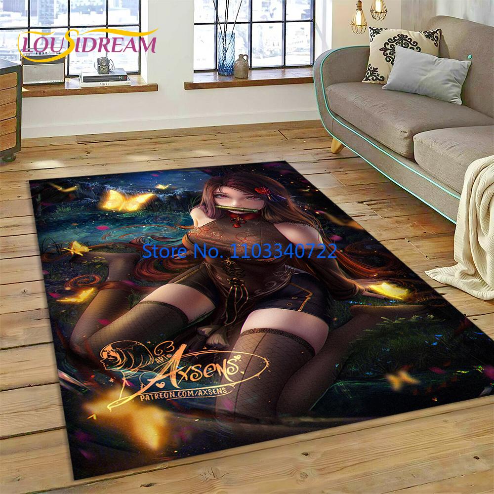 3D Anime Game Character Sexy Lace Girls Cartoon Carpet Rug Carpets 120x160cm Decor for Living Room Bedroom Sofa Kids Floor Mat