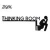 Restroom Door Plate Funny Bathroom Sign, Thinking Room Metal Wall Art with Humorous Quotes, Self-Adhesive Decor Toilet Sign for Restroom, Rustproof