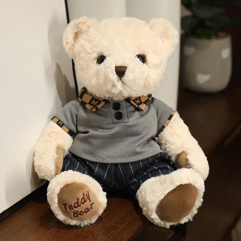 High Quality Soft Teddy Bear Plush Toys Tie Bear Doll T-shirt Paul Teddy Bear  Cute Pillow Animal Cushion Children Birthday Gift