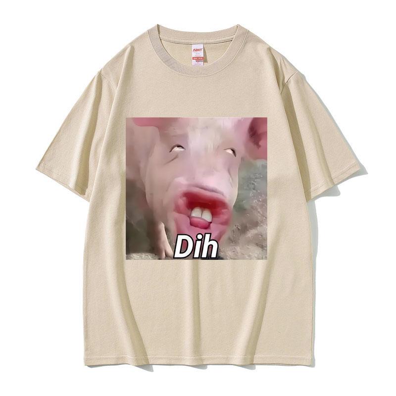 Dih Brainrot Gen Z Pig Funny Meme T Shirt Unisex Women Clothing Casual Humor Tshirts Unisexs Oversized Cotton Short Sleeve T Shirts