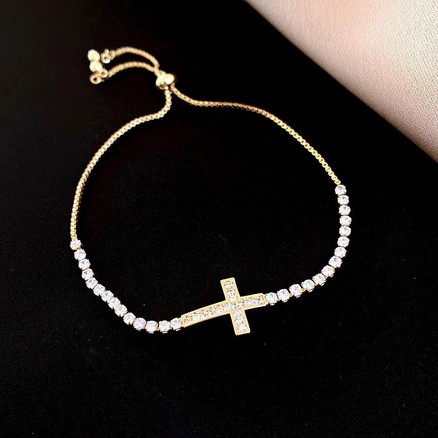 French simple zircon cross pull-out bracelet light luxury earrings exquisite personalized jewelry women