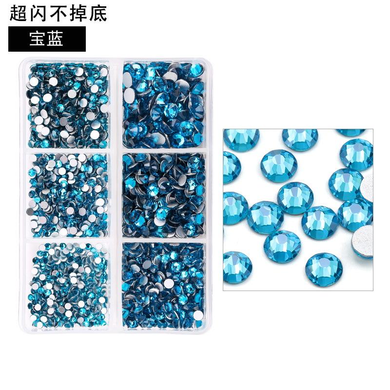 6-Grid Nail Art Diamond Box Ss6-Ss20 Large-Capacity Flat-Bottomed Rhinestone Set Diy Nail Jewelry Sticker Drill 1560 Pcs