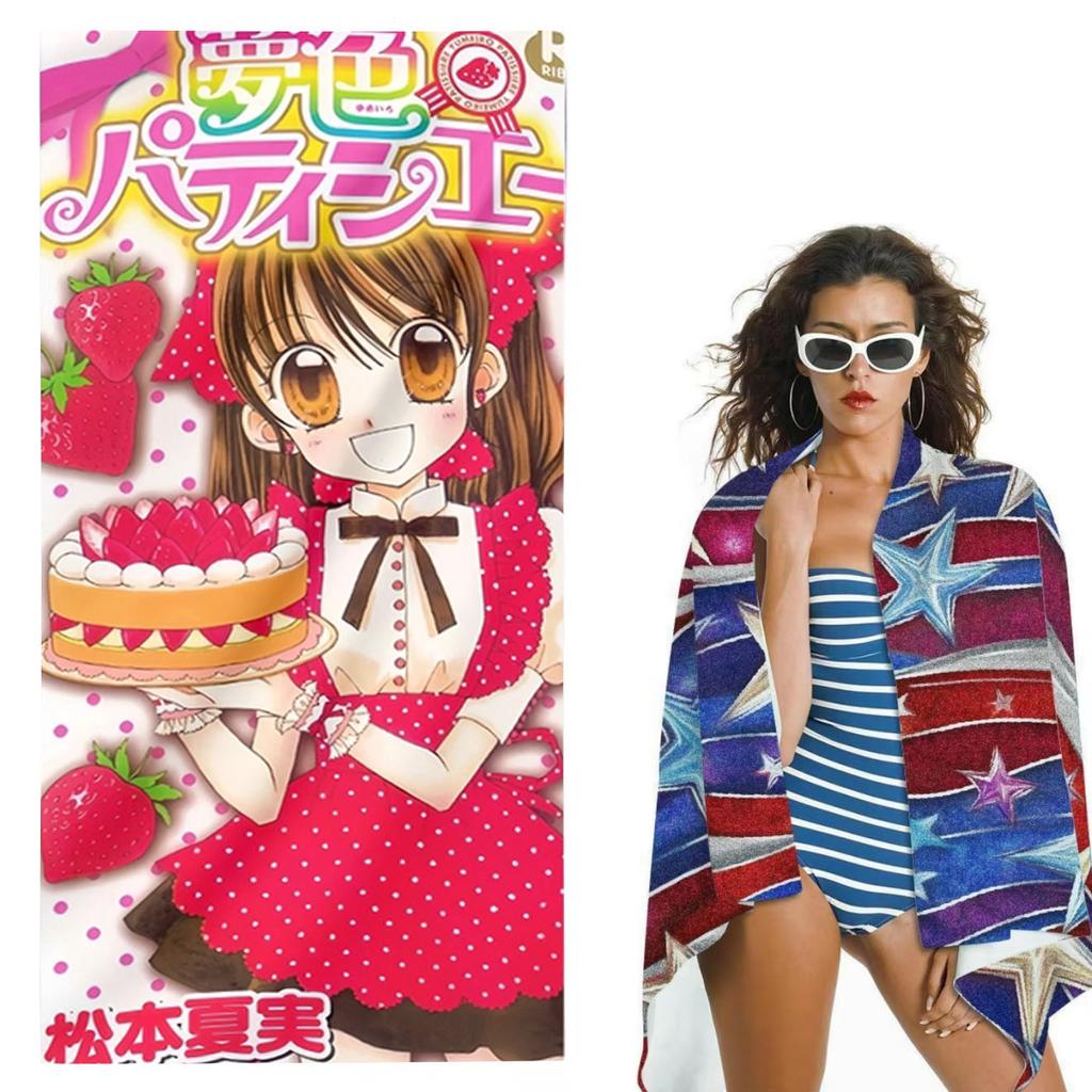 1pc Japanese Cute Anime Girl Magazine Print Microfiber Beach Towel Quick Dry Absorbent Sand Free for Beach Bathroom Accessories