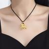 Gold Sand Fire Kirin Pendant: Auspicious Lucky Bead Charm with Matte Finish On Black Rope Jewelry.