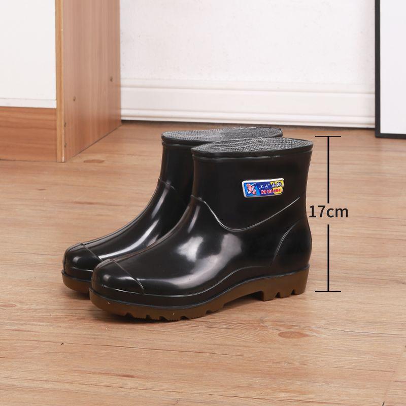 

Rain shoes men s short tube water shoes rain boots medium tube high tube rain shoes non-slip waterproof thickened wear-resistant low-top overshoes 38
